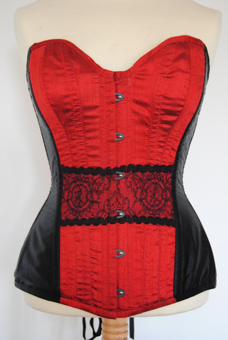 Red Silk and Lace Corset - Etsy