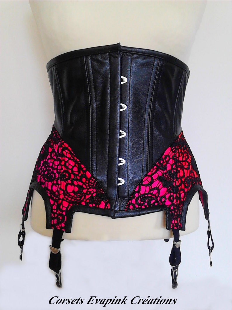 Leather Underbust Corset Suspender belt image 3