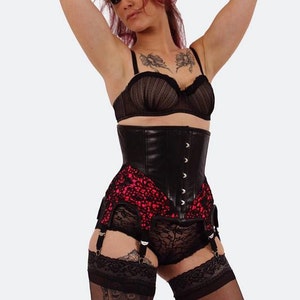 Leather Underbust Corset Suspender belt image 2