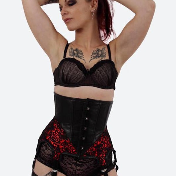 Corset Underbust en cuir porte-jaretelles