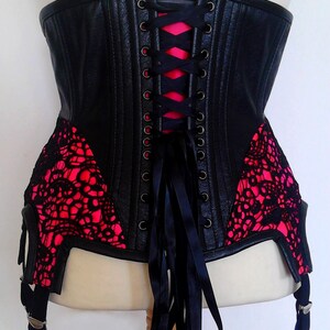 Leather Underbust Corset Suspender belt image 4