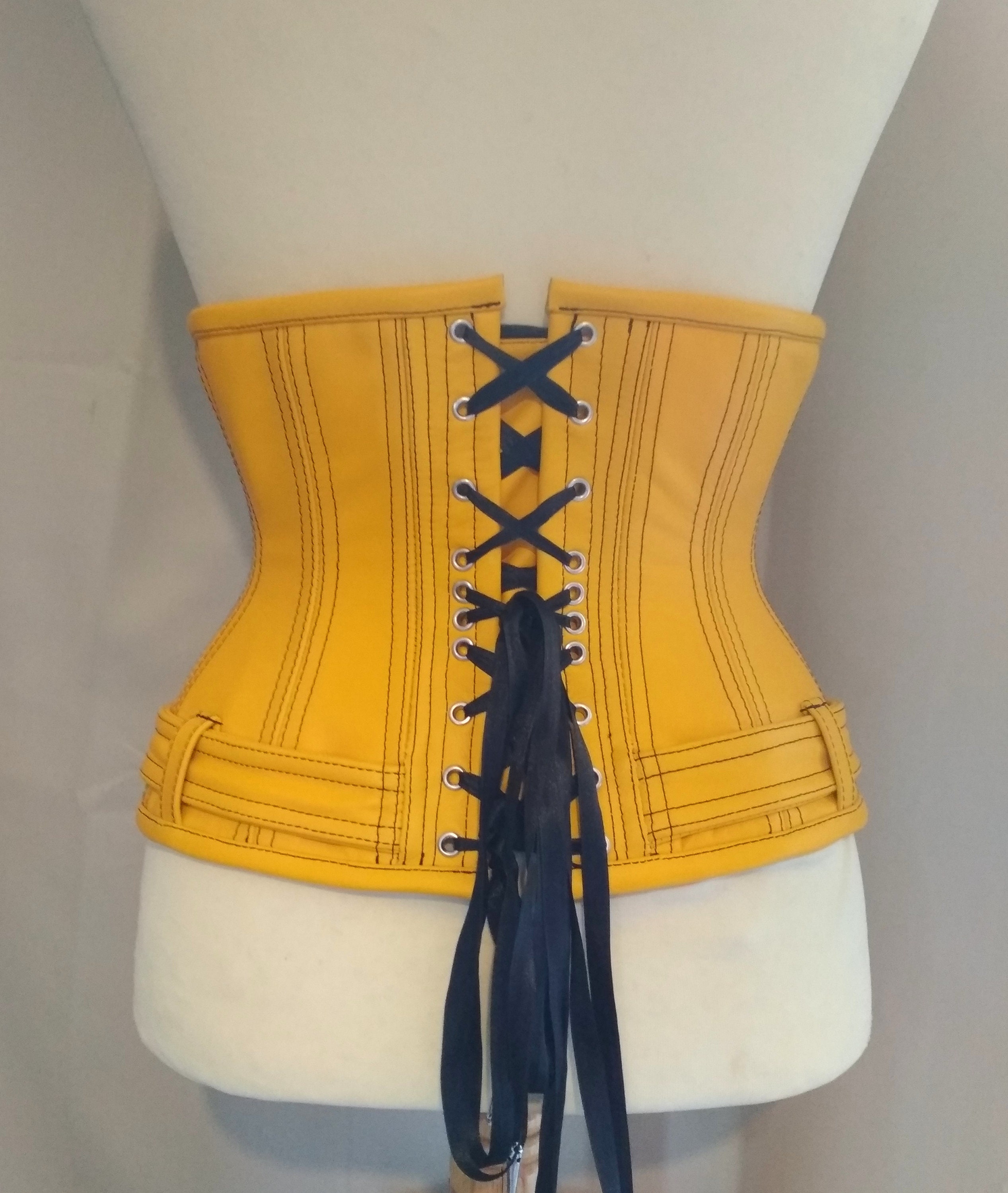 Yellow Leather Underbust Perfecto Corset -  Sweden