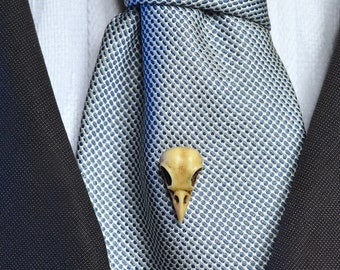 Groomsman gift - Bird skull tie tack - Wedding gift tie clip