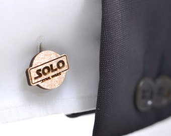 Star Wars cufflinks - HAN SOLO logo - Maple wood wedding cuff links