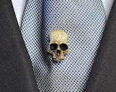 Gift for him - Human Skull tie tack, Victorian Wedding gift