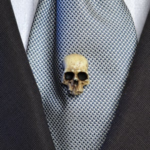 Gift for him - Human Skull tie tack, Victorian Wedding gift