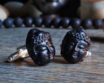 Buddha ebony cuff links