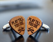 Wood Cufflinks Guitar Pick - Play till you die