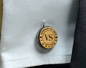 Wedding cuffliks, custom wooden cufflinks - Personalised Cuff Links - Monogram and date Groom Cufflinks
