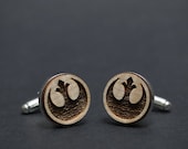 Star Wars cufflinks - REBEL ALLIANCE logo - Maple wood mens cuff links
