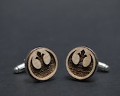 Star Wars cufflinks - REBEL ALLIANCE logo - Maple wood mens cuff links