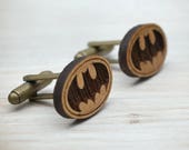 Mens Cufflinks - Batman Cufflinks - Superhero Cufflinks - Wood elegant cuff links - wedding cufflinks