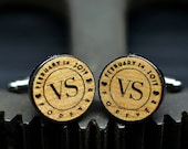 Wedding cuffliks, custom wooden cufflinks - Personalised Cuff Links - Monogram and date Groom Cufflinks