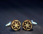 Star Wars cufflinks - Galactic Empire logo - Maple wood mens cuff links