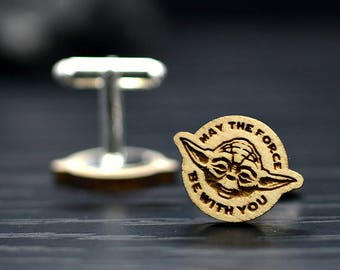 Star Wars men cufflinks - JEDI May The Force be with you wedding cufflinks  - Joda wedding accessories