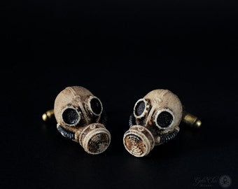 Steampunk Cufflinks - Hand made Gas Mask cuff links