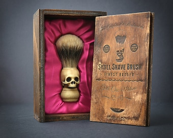 Skull Shaving brush - Hand made finest badger Shave Brush with elegant box