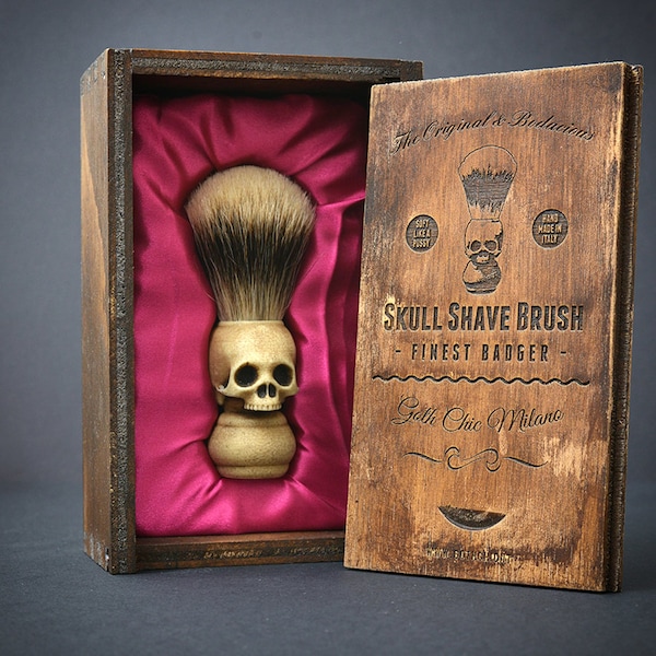 Skull Shaving brush - Hand made finest badger Shave Brush with elegant box