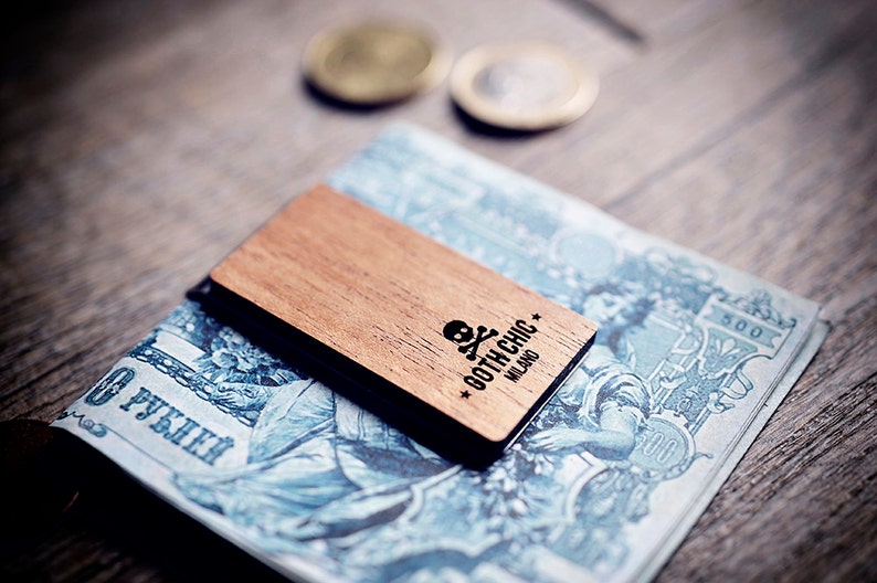 Handcrafted Wood Money Clip Goth Chic Milano Etsy - image 0 image 1