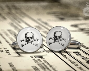 Gothic Wedding Cufflinks - Skull and bones society , Groom, Groomsman, Best Man or TEAM Groom Cuff Links