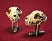 CAT Skull Men Cufflinks - Hand made victorian replica cat skull cuff links - cufflinks oddity