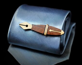 Fountain Pen Tie Clip  - Maple wood and rosewood tie bar