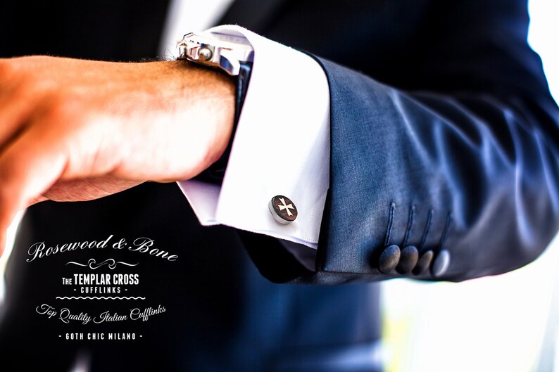 Elegant Cufflinks  Elegant rosewood hand inlaid with bone image 2