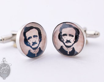 Cufflinks - Edgar Allan Poe portrait  - Elegant  cuff links