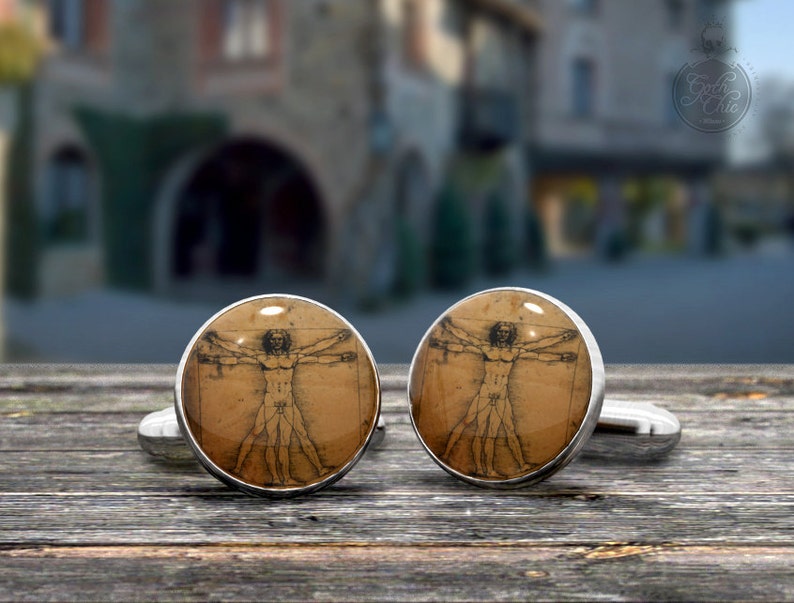 Italian Artists Cufflinks Stylish Leonardo Da Vinci Cuff Etsy