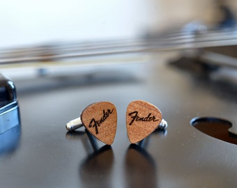 Cufflinks wood Guitar Pick - Fender men cufflinks - Perfect wedding cufflinks - custom cufflinks