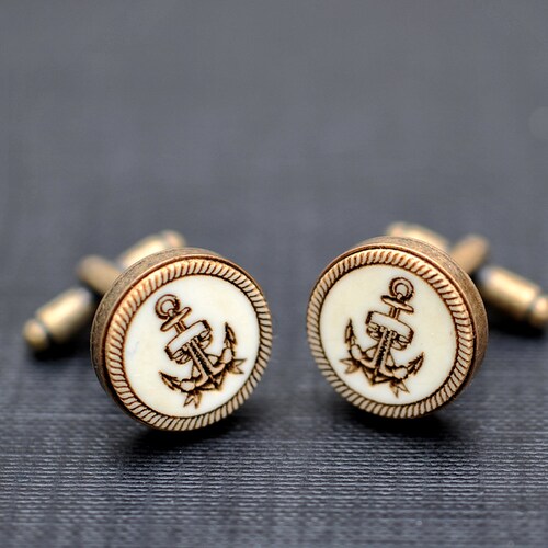 Sailor anchor Cufflinks - Vintage style acrylic cuff links