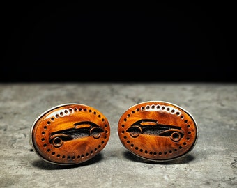 Precious thuya burl Cufflinks - Hand made carved and engraved wood cuff links