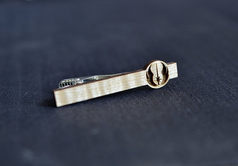 Star Wars Tie Clip JEDI ORDER Maple wood tie bar image 2