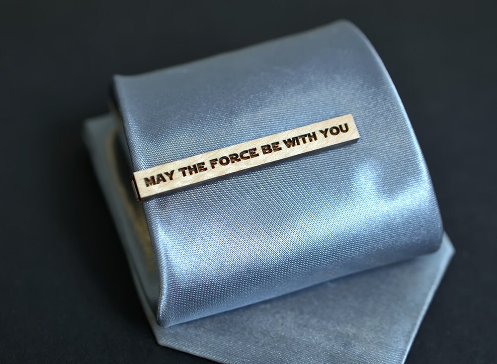 Star Wars Tie Clip QUOTE - MAY the force be with YOU . Maple wood tie…
