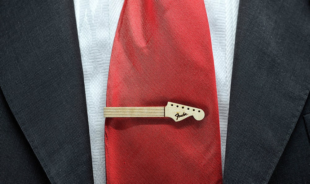 Wedding tie clip - Fender stratocaster Tie track