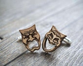 WOOD cufflinks - THEATRE DRAMA masks elegant cuff links