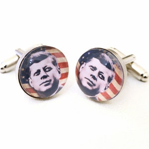 Cufflinks JFK John Fitzgerald Kennedy hand made Groom, gromsman, best man or team groom cuff links image 1