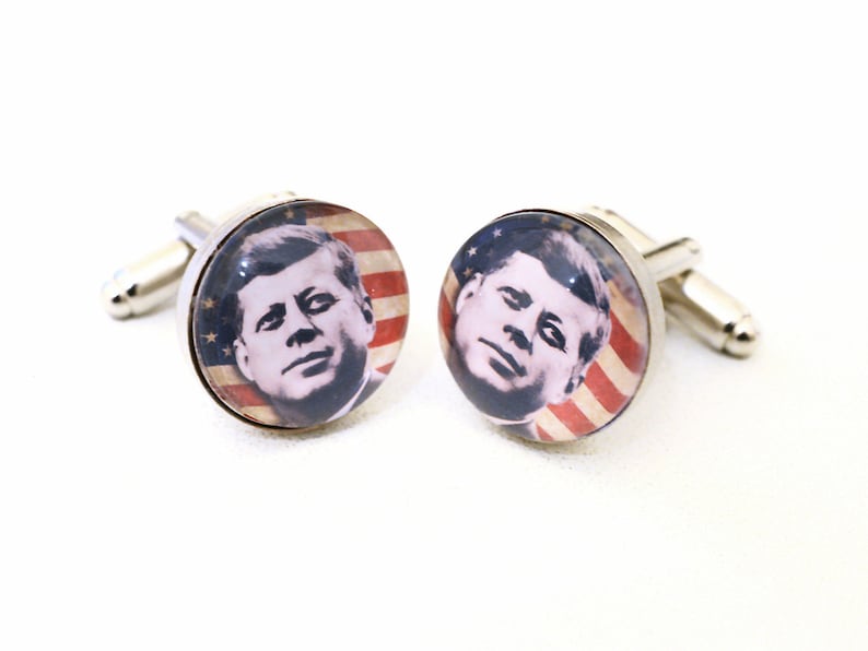 Cufflinks JFK John Fitzgerald Kennedy hand made Groom, gromsman, best man or team groom cuff links image 1