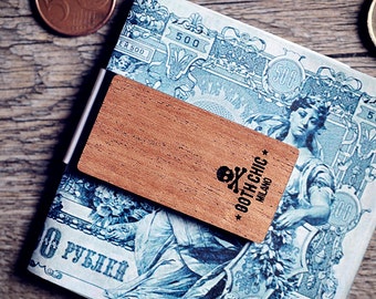 Handcrafted wood money clip - Goth Chic MIlano