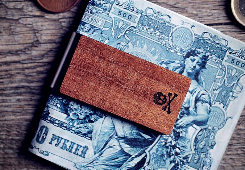 Handcrafted Wood Money Clip Skull And Bones Etsy - image 0