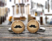 Moustache Cufflinks - Made in Italy Mens Cufflinks - Free Gift Box.