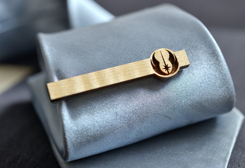 Star Wars Tie Clip JEDI ORDER Maple wood tie bar image 1