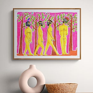 Men art print, Unique LGBTQ artwork for living room, Colorful gay wall art, Male body painting, Queer poster, Pride Gift, Men art home decor