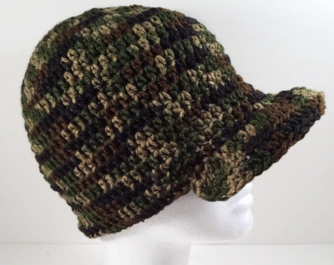 Crocheted Camo Newsboy Hat Adult Size Etsy