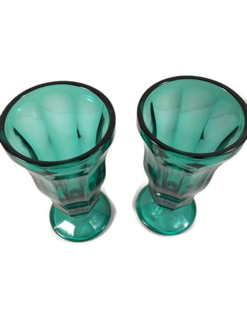 Vintage Anchor Hocking Parfait Glasses Midcentury Green Etsy