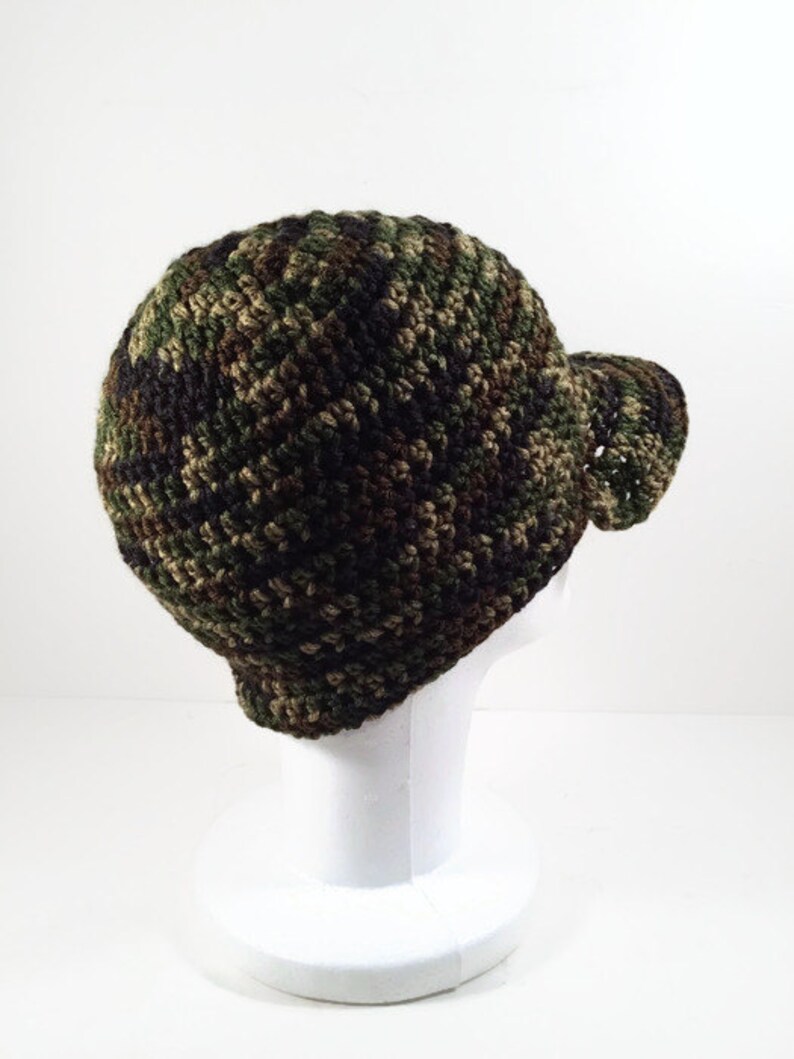 Crocheted Camo Newsboy Hat Adult Size Etsy