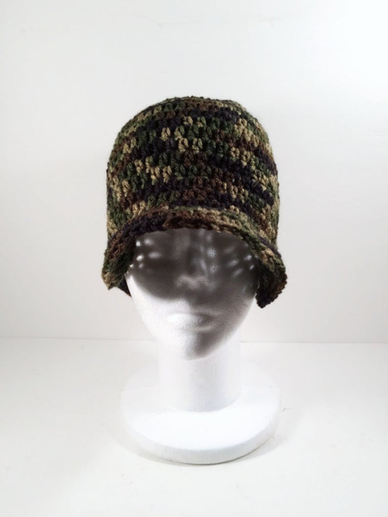 Crocheted Camo Newsboy Hat Adult Size Etsy