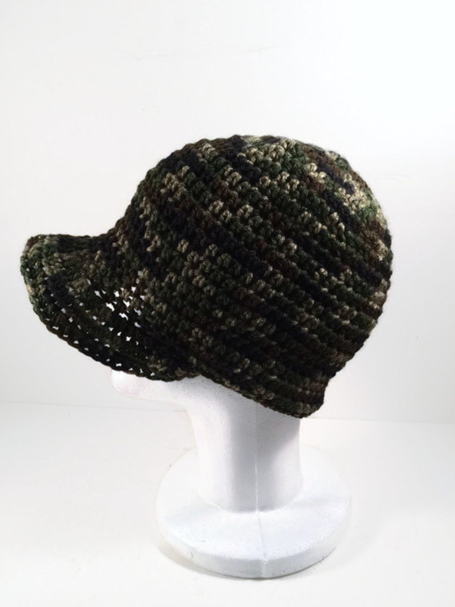 Crocheted Camo Newsboy Hat Adult Size Etsy