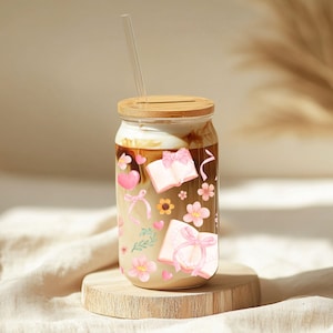 Coquette Pink Book Wrap PNG for Libbey Glass Can, Cute Girly Bookshelf Sublimation, Books and Flowers Wrap Design, Bookish Girly PNG