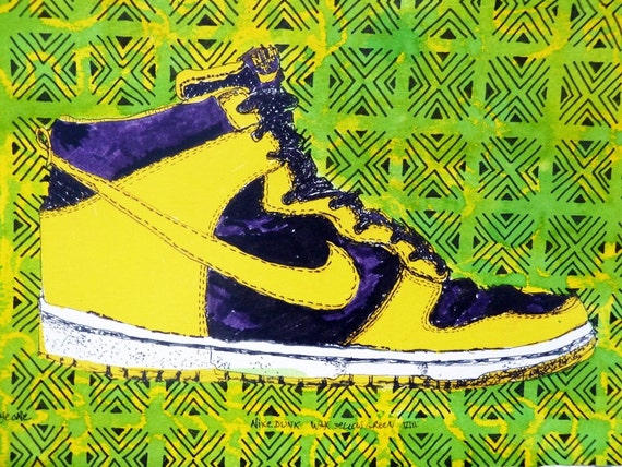 Nike dunk high green yellow hotsell
